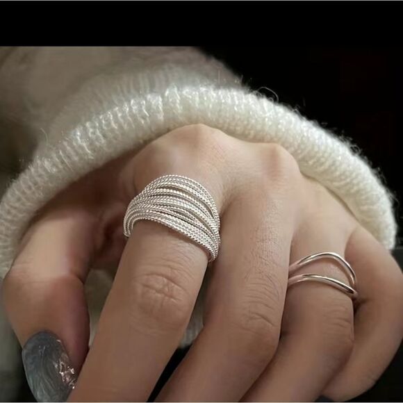Multi-line Niche Design Finger Ring Opening Adjustable - Picture 6 of 7